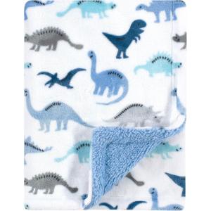 imageLuvable Friends Unisex Baby Plush Blanket with Sherpa Back Neutral Safari One SizeDino