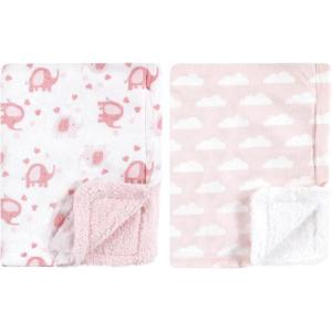 imageLuvable Friends Unisex Baby Plush Blanket with Sherpa Back Neutral Safari One SizeGirl Basic Elephant