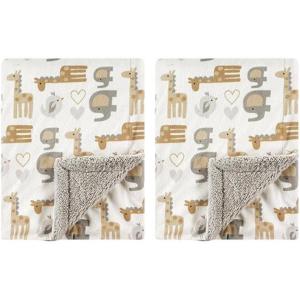 imageLuvable Friends Unisex Baby Plush Blanket with Sherpa Back Neutral Safari One SizeNeutral Safari