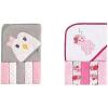 imageLuvable Friends Girl Hooded Towel with Five Washcloths 2Pack Fox UnicornPenguin Tropical Octopus