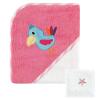 imageLuvable Friends Tropical Hooded Towel and Washcloth Pink Bird