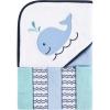 imageLuvable Friends Unisex Baby Hooded Towel with Five Washcloths CottonPolyesterIkat Elephant One SizeBoy Whale