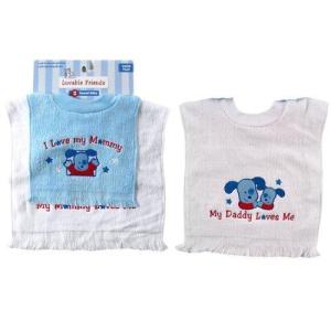 imageLuvable Friends 2Pack Towel Bibs for Baby PinkDaddyBluemommy
