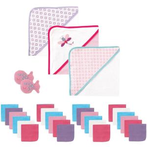 imageLuvable Friends Baby Hooded Towel Washcloth and Toy Set 29 Piece Pink DragonflyPink Dragonfly