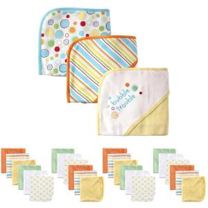 imageLuvable Friends Baby Hooded Towel and Washcloth Set 27 Piece Pink FoxBubble Trouble