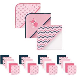 imageLuvable Friends Baby Hooded Towel and Washcloth Set 27 Piece Pink FoxPink Fox
