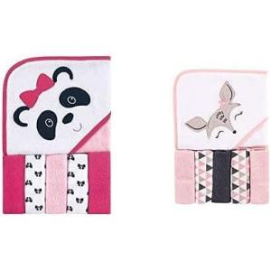 imageLuvable Friends Girl Hooded Towel with Five Washcloths 2Pack Fox UnicornPanda Deer