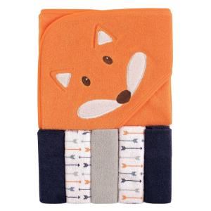imageLuvable Friends Hooded Towel and 5 Washcloths Boy Fox