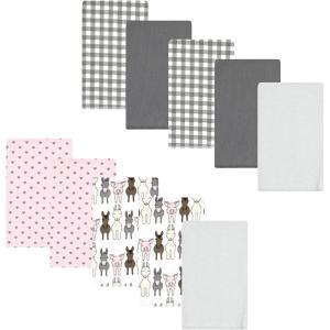imageLuvable Friends Hudson Baby Flannel Burp Cloths 10pk SetBarn Pals Pink