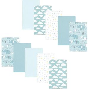 imageLuvable Friends Hudson Baby Flannel Burp Cloths 10pk SetBlue Elephant Journey
