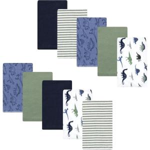 imageLuvable Friends Hudson Baby Flannel Burp Cloths 10pk SetBlue Green Dinosaurs