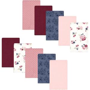 imageLuvable Friends Hudson Baby Flannel Burp Cloths 10pk SetBlush Rose Floral
