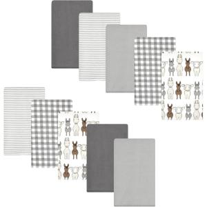 imageLuvable Friends Hudson Baby Flannel Burp Cloths 10pk SetFarm Friends Pastel