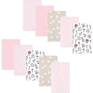 imageLuvable Friends Hudson Baby Flannel Burp Cloths 10pk SetPink Dandelion