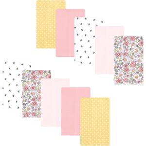 imageLuvable Friends Hudson Baby Flannel Burp Cloths 10pk SetPink Yellow Floral