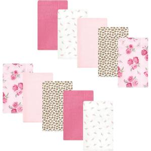 imageLuvable Friends Hudson Baby Flannel Burp Cloths 10pk SetRosy Bloom