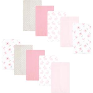 imageLuvable Friends Hudson Baby Flannel Burp Cloths 10pk SetSweet Honeycomb Pink
