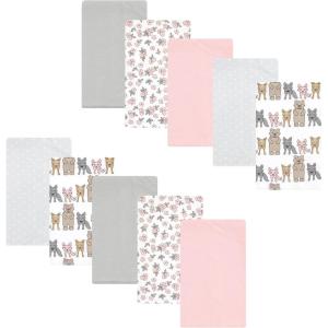 imageLuvable Friends Hudson Baby Flannel Burp Cloths 10pk SetWoodland Bloom Pink
