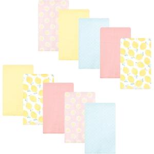 imageLuvable Friends Hudson Baby Flannel Burp Cloths 10pk SetYellow Daisy