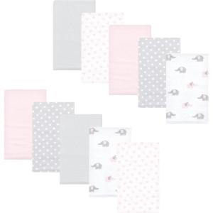 imageLuvable Friends Hudson Baby Flannel Burp Cloths 10pkElephant Serenity Pink