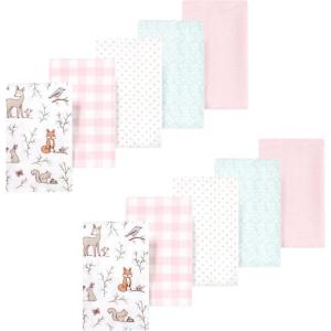 imageLuvable Friends Hudson Baby Flannel Burp Cloths 10pkPink Woodland