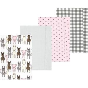 imageLuvable Friends Hudson Baby Flannel Burp Cloths 4pk SetBarn Pals Pink