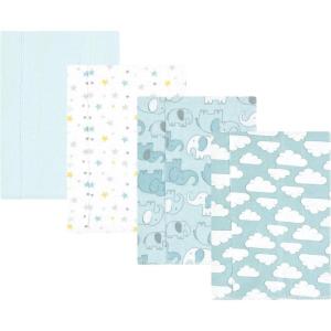 imageLuvable Friends Hudson Baby Flannel Burp Cloths 4pk SetBlue Elephant Journey