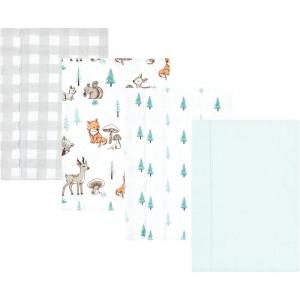 imageLuvable Friends Hudson Baby Flannel Burp Cloths 4pk SetForest Animal Friends