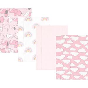 imageLuvable Friends Hudson Baby Flannel Burp Cloths 4pk SetPink Elephant Parade