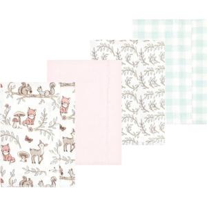 imageLuvable Friends Hudson Baby Flannel Burp Cloths 4pk SetPink Forest Friends