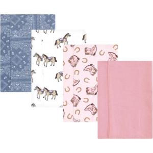 imageLuvable Friends Hudson Baby Flannel Burp Cloths 4pk SetWestern Cowgirl