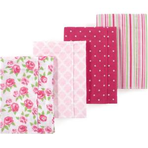 imageLuvable Friends Hudson Baby Flannel Burp Cloths 4pkBlushing Rose