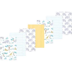 imageLuvable Friends Hudson Baby Flannel Burp Cloths 7pk SetBlue Jungle Safari