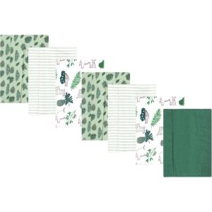 imageLuvable Friends Hudson Baby Flannel Burp Cloths 7pk SetJungle Green