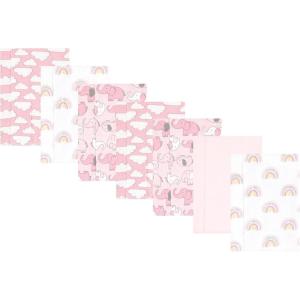 imageLuvable Friends Hudson Baby Flannel Burp Cloths 7pk SetPink Elephant Parade