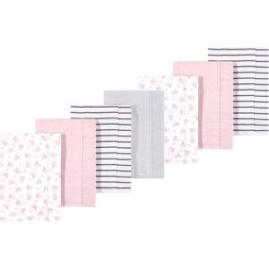 imageLuvable Friends Hudson Baby Flannel Burp Cloths 7pkPink Blossom Gray