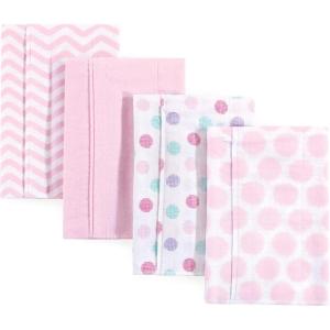 imageLuvable Friends Unisex Baby Cotton Flannel Burp Cloths Dog One SizePink Dots Chevron