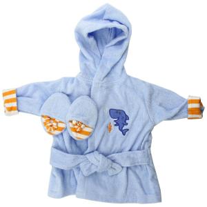 imageLuvable Friends Unisex Baby Cotton Terry Bathrobe Turtle One SizeBlue