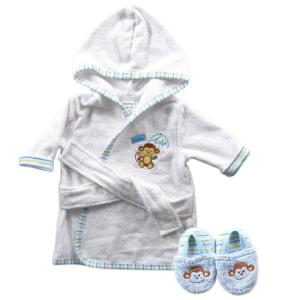 imageLuvable Friends Unisex Baby Cotton Terry Bathrobe Turtle One SizeBlue Monkey