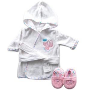 imageLuvable Friends Unisex Baby Cotton Terry Bathrobe Turtle One SizePink Elephant