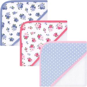 imageLuvable Friends Unisex Baby Cotton Terry Hooded Towels Blue Whale One SizeFloral