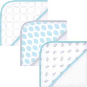 imageLuvable Friends Unisex Baby Cotton Terry Hooded Towels Blue Whale One SizeMint Elephant