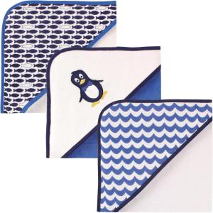 imageLuvable Friends Unisex Baby Cotton Terry Hooded Towels Blue Whale One SizeMr Penguin