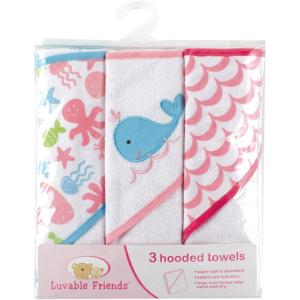 imageLuvable Friends Unisex Baby Cotton Terry Hooded Towels Blue Whale One SizePink