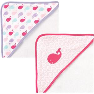 imageLuvable Friends Unisex Baby Cotton Terry Hooded Towels Blue Whale One SizePink Whale