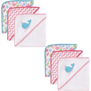 imageLuvable Friends Unisex Baby Cotton Terry Hooded Towels Foxy 6Piece One SizePink 6piece