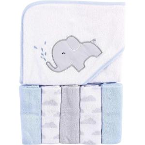 imageLuvable Friends Unisex Baby Hooded Towel with Five Washcloths CottonPolyesterIkat Elephant One SizeElephant Spray