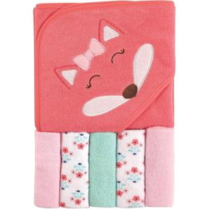 imageLuvable Friends Unisex Baby Hooded Towel with Five Washcloths CottonPolyesterIkat Elephant One SizeGirl Fox