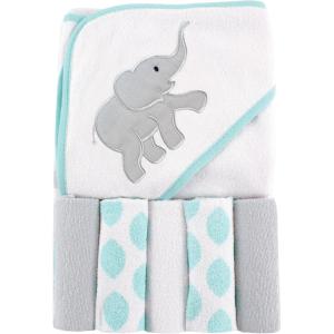 imageLuvable Friends Unisex Baby Hooded Towel with Five Washcloths CottonPolyesterIkat Elephant One SizeIkat Elephant