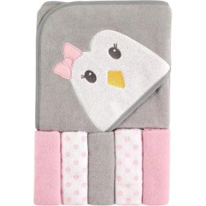 imageLuvable Friends Unisex Baby Hooded Towel with Five Washcloths CottonPolyesterIkat Elephant One SizePenguin